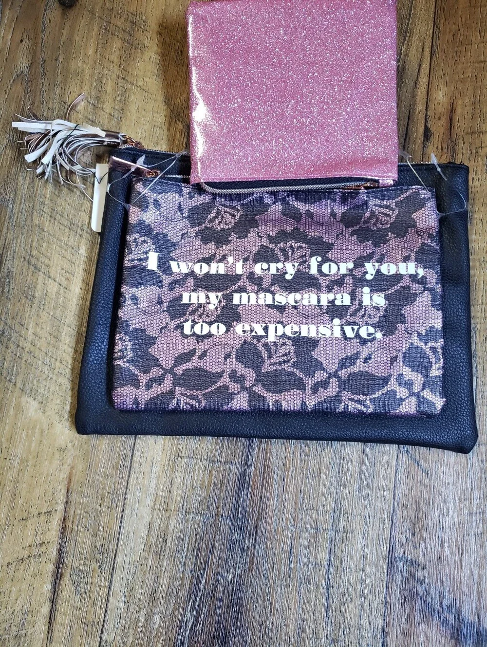 Set Of 3 Humorous Quote Make Up Pouch Set In 3 Sizes